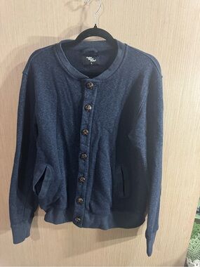 Men's Cedar Wood State Navy Button-Front Sweater Cardigan Size Large